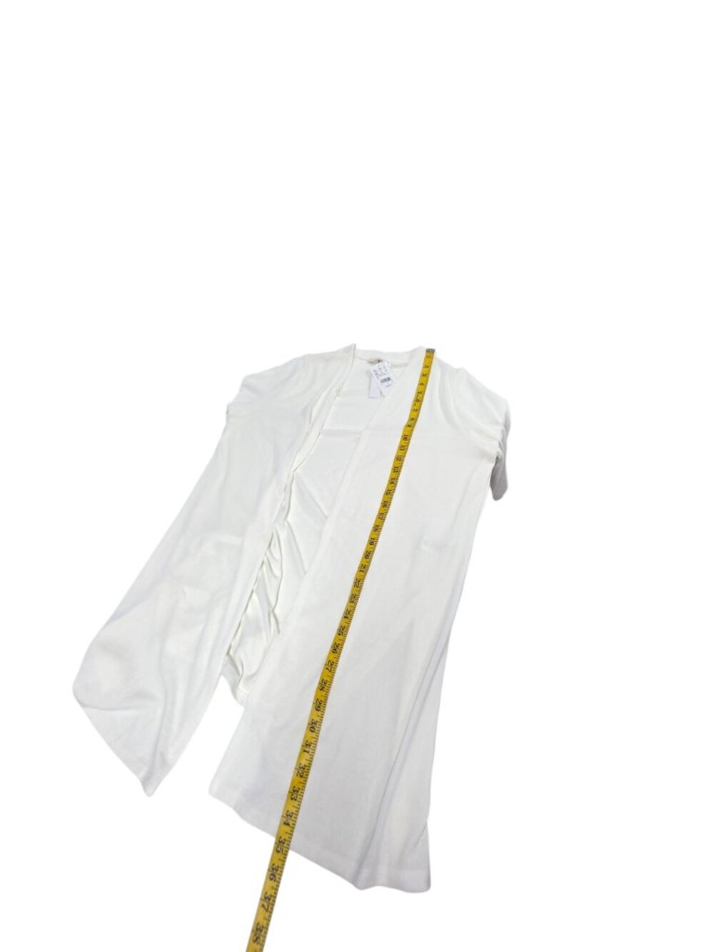 LAURA Open Front Roll Sleeve Cardigan, White, Longline, Slits, Size X, NWT - Picture 5 of 9